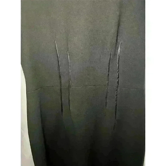 Betsey Johnson Women's Black Sheath Dress Faux Leather Trim Size 12 Knee Length - Picture 3 of 12